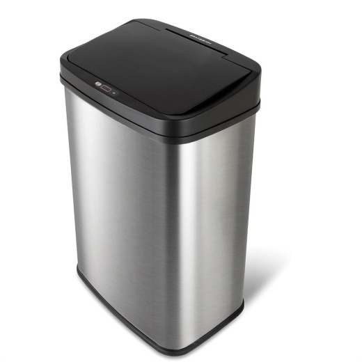 Black Top 13-Gallon Stainless Steel Kitchen Trash Can with Motion ...
