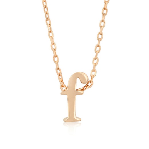 Rose Gold Finish Initial F Pendant Necklace