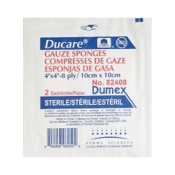 Ducare Woven Gauze Sponges 4"X4" 8-Ply Sterile 2/Pk 25 Pk/Bx 24 Bx/Cs