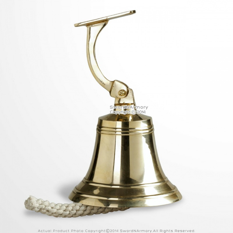 Brass Ship Bell Solid Cast Clapper Rich Tone Knotted Bell Rope Nautical