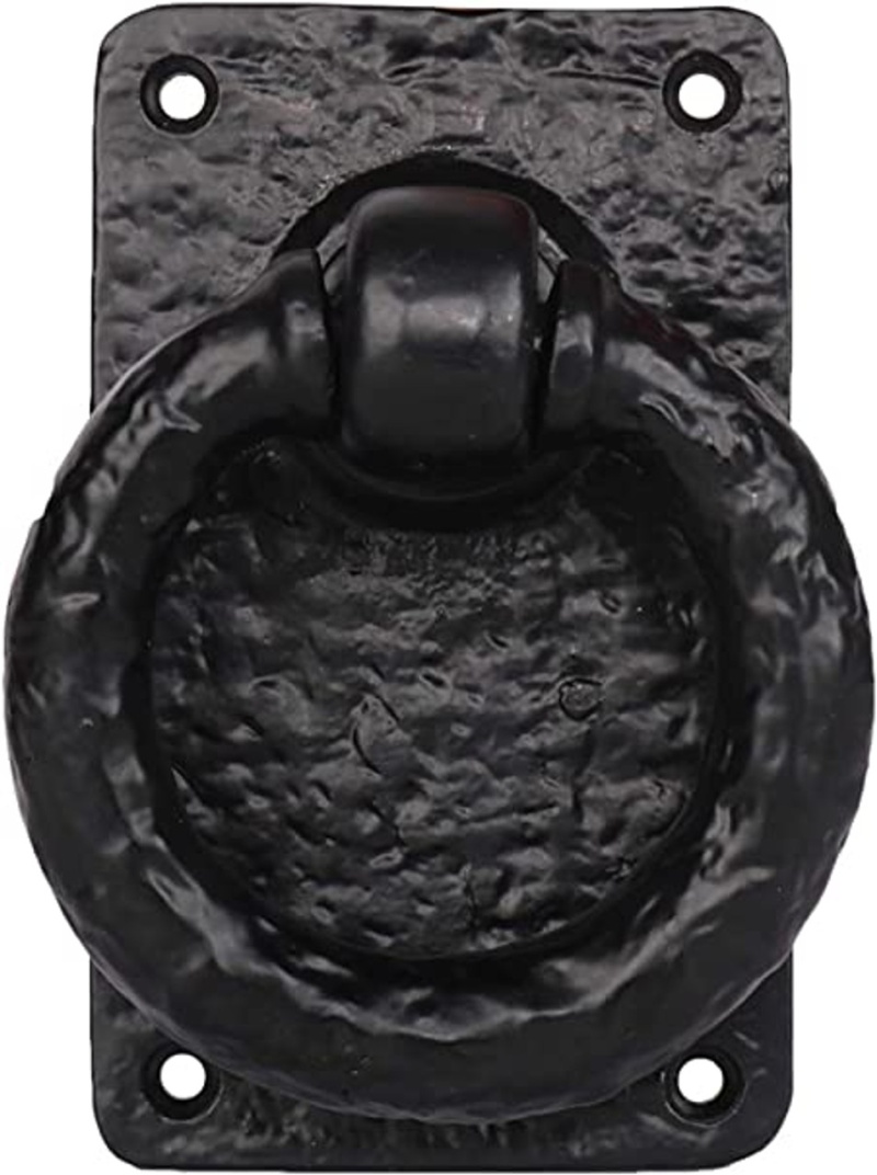 Mythrojan Black Powder Coated Large Ring Front Door Artisan Made Antique Knocker