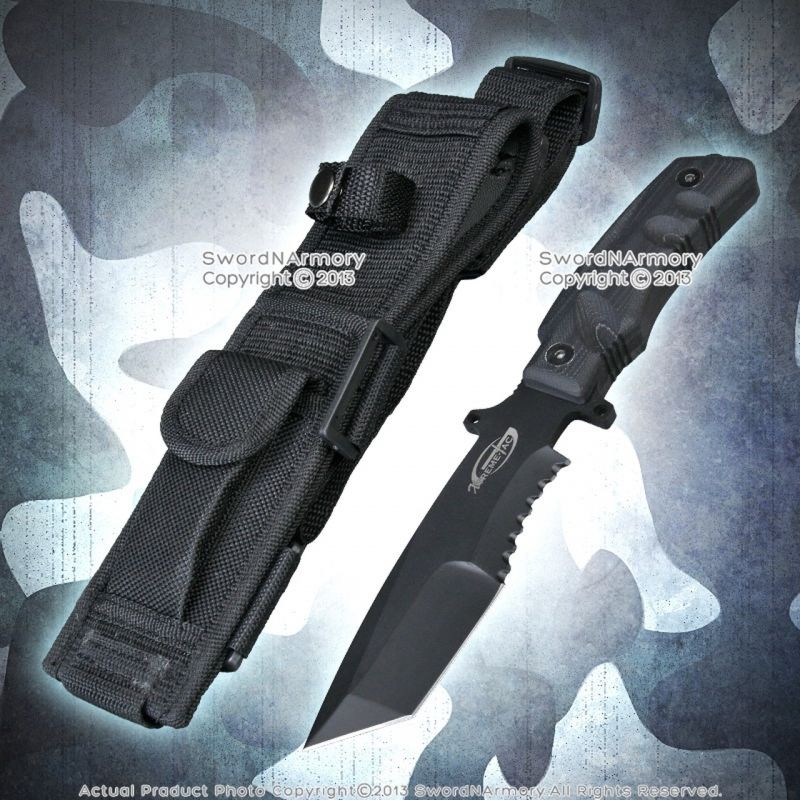 10.5" Xtreme Tac Tanto Tactical Combat Fighting Knife W/ G10 Handle Belt Pouch
