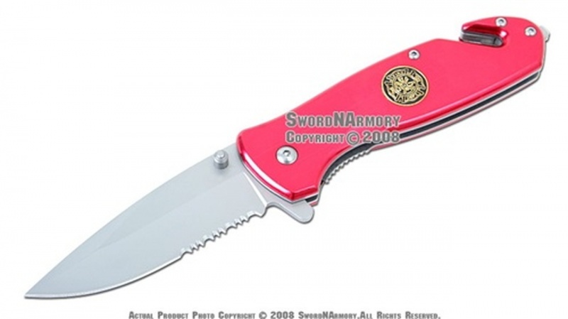 Spring Assisted Opening Knife Fire Fighter Serrated Emergency Tactical Folder