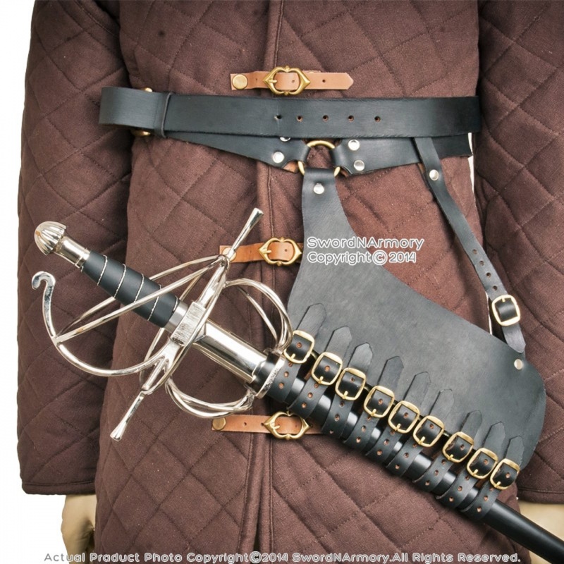 Genuine Leather Rapier Sword Belt Hanger Frog Allinone Medieval Renaissance Larp