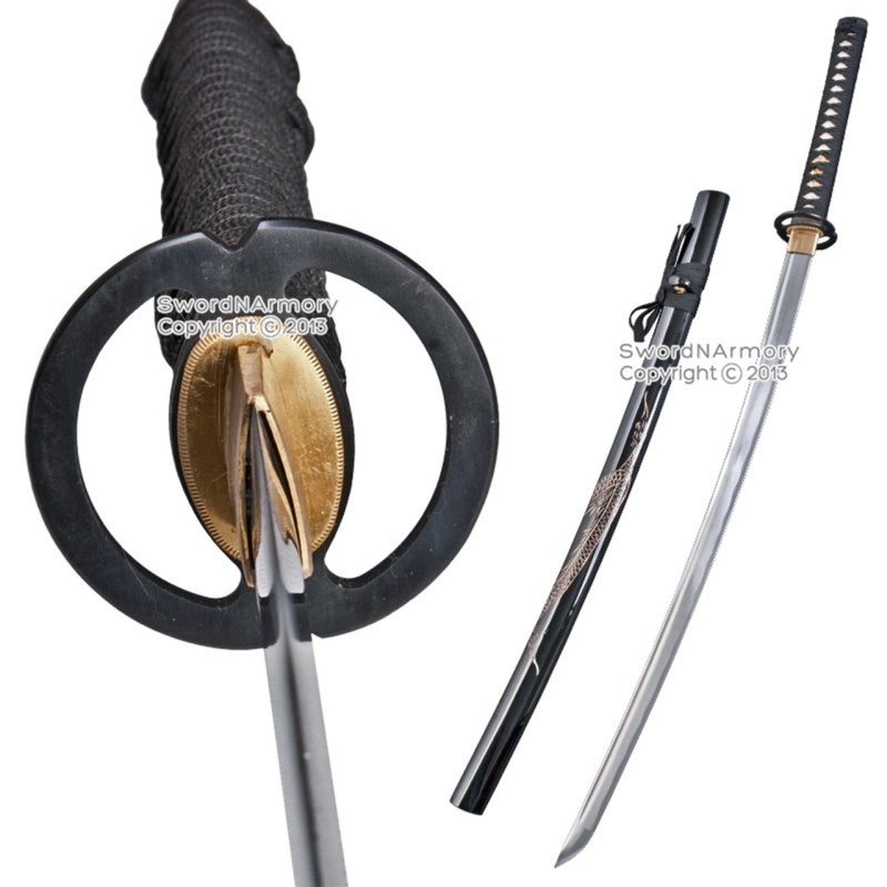 Handmade Samurai Katana Sharp Sword 1045 Carbon Steel With Dragon Engraved Scab