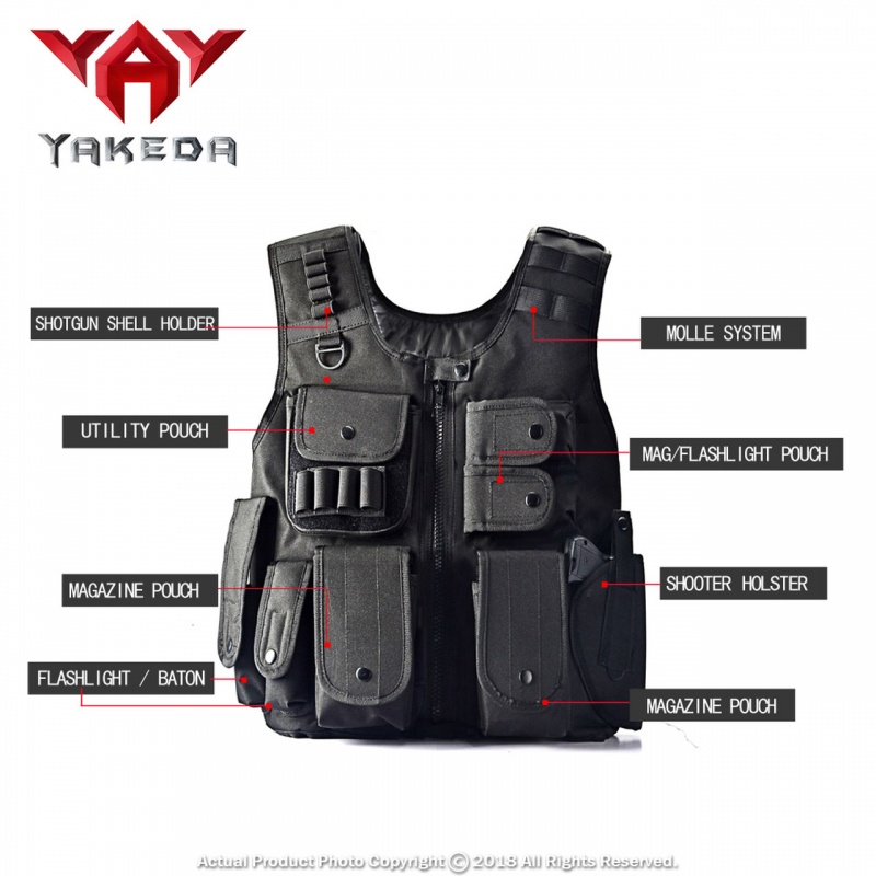 Tactical Vest Law Enforcement Airsoft Paintball Armor Jacket Bk