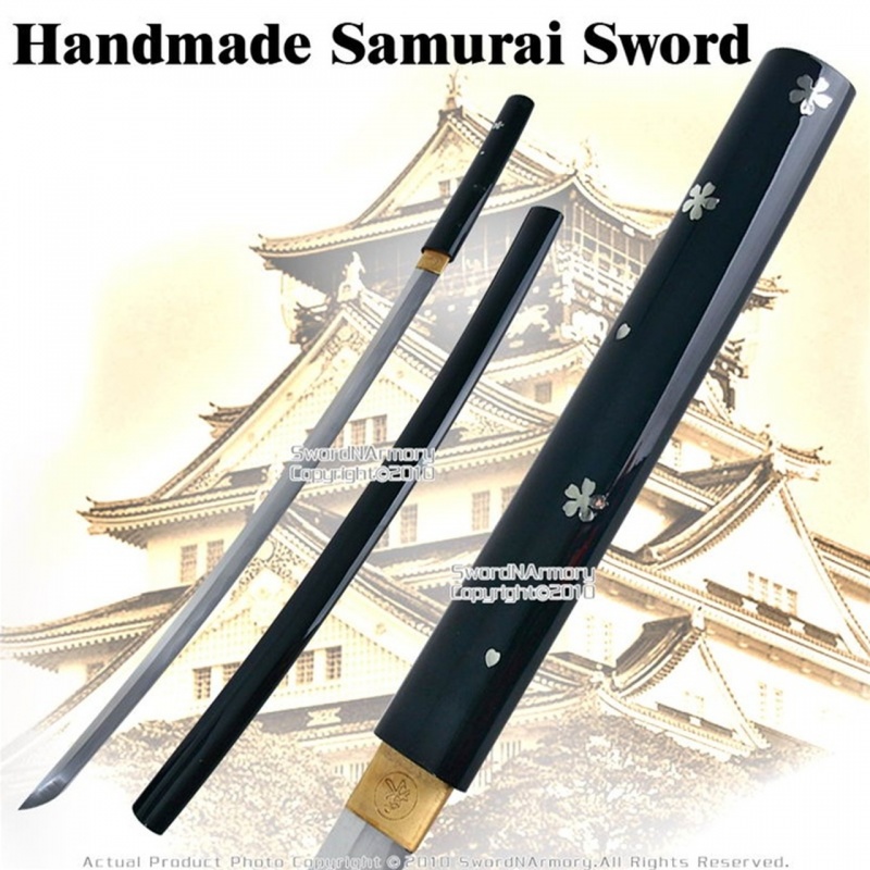 Handmade Japanese Shirasaya Samurai Katana Sword Sharp Black Lacquer Finish