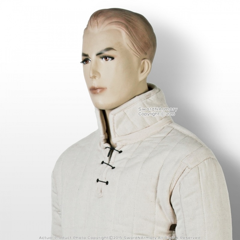 Ecru Xl Medieval Gambeson Cloth Type 3 Padded Armour Larp Sca Wma Arming Jacket