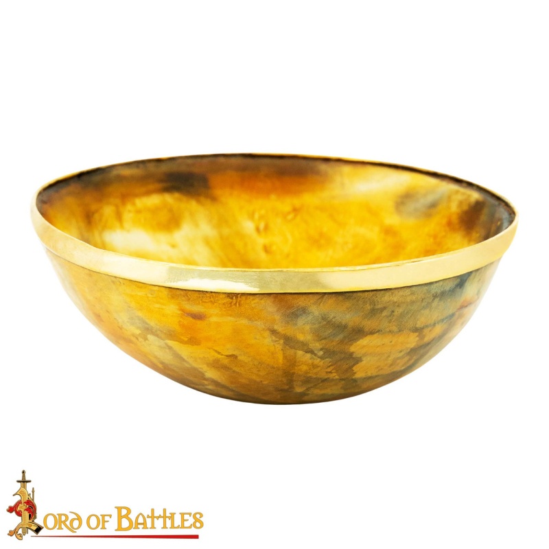 The Viking Banquet Horn Bowl With Pure Brass Rim Genuine Horn Accessory
