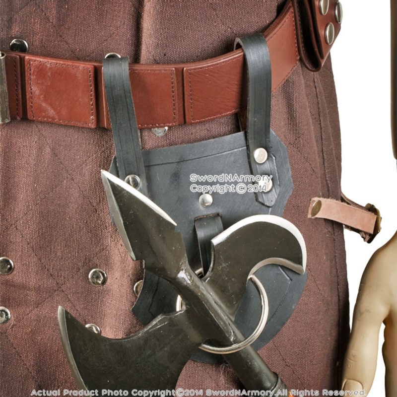 Genuine Leather Medieval Axe Hatchet Tomahawk Holder Belt Hanger Sword Frog Larp