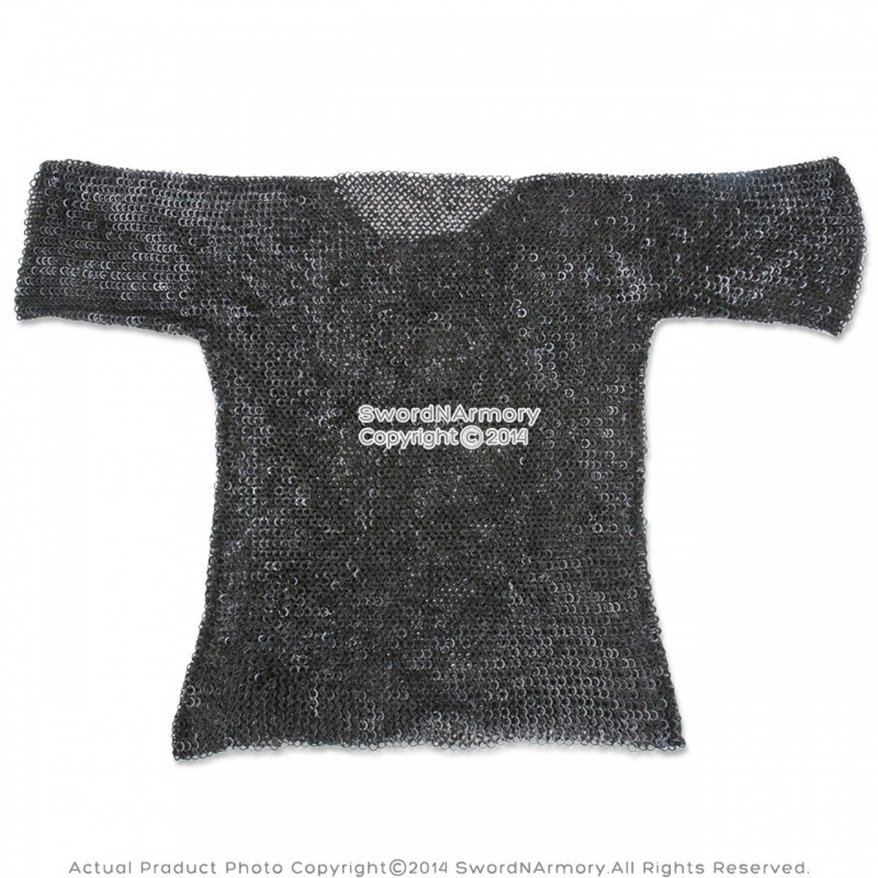 Large Functional Medieval Chainmail Shirt Haubergeon Flat Ring Wedge Riveted Sca