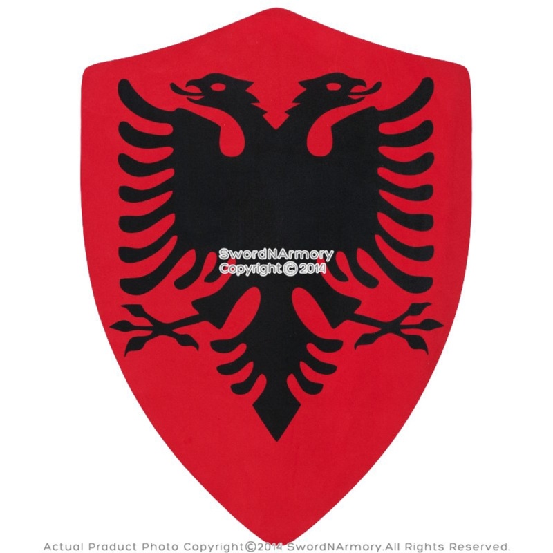 Medieval Crusader Knight German Twin Eagle Foam Shield Red W/ Hook And Loop Straps Larp
