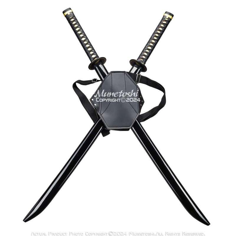 Munetoshi Dual 41" Katana Blade Set Stainless Steel Leather Back Carrying Harness