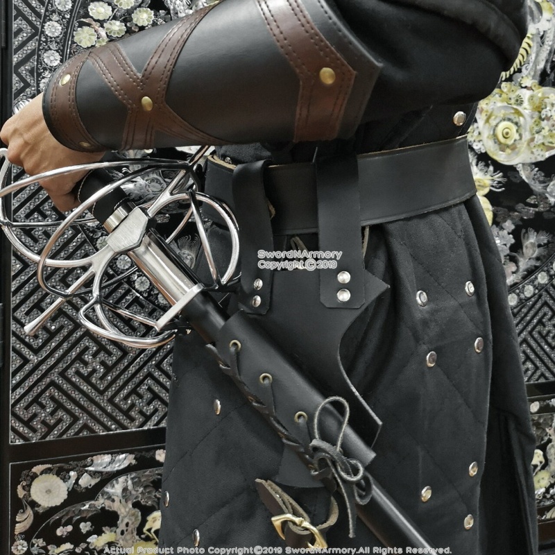 BundleRenaissance Swept Hilt Rapier Fencing Sword + Sword Belt Frog