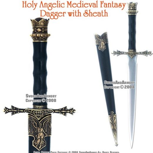 Holy Angelic Medieval Fantasy Dagger With Sheath