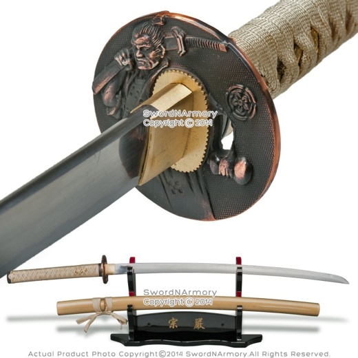 Onikiri Handmade Samurai Katana Sword Sharp Blade Gold Scabbard