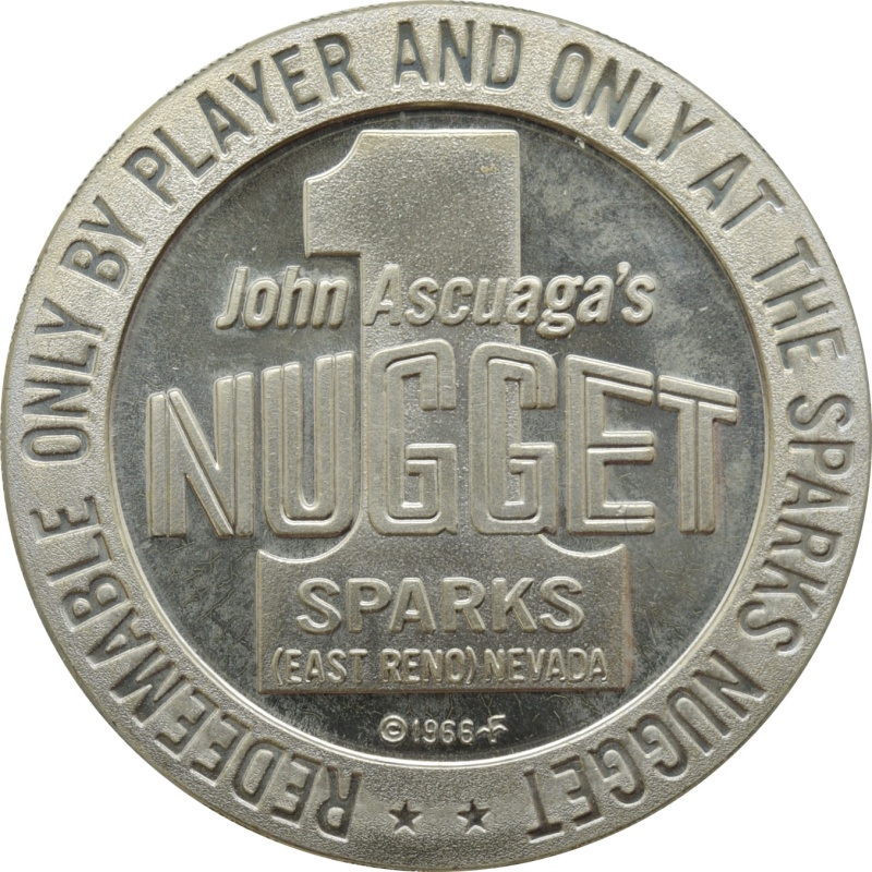 Nugget (John Ascuaga's) Casino Sparks Nv $1 Token 1966