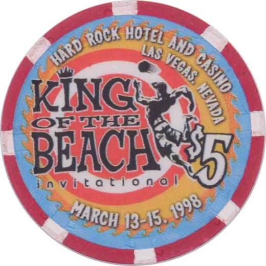 Hard Rock Casino Las Vegas Nevada $5 King Of The Beach Chip 1998