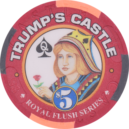 Trump's Castle Casino Atlantic City New Jersey $5 Queen Of Spades Chip