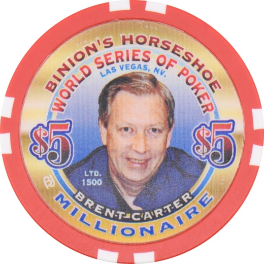 Horseshoe Club Casino Las Vegas Nevada $5 Wsop Brent Carter Millionaire Chip 2002