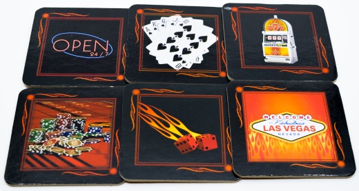 Las Vegas Casino Themed Round Coasters - Perfect for Your Party - Set of 6