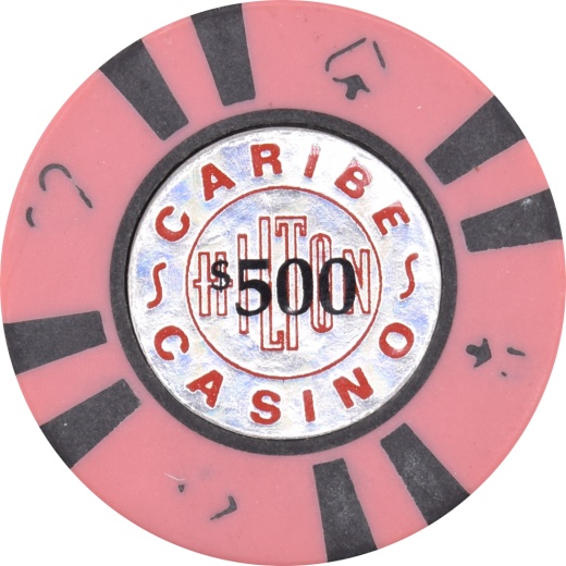 Caribe Hilton Casino San Juan Puerto Rico $500 Pink (4 Sxs Black) 43Mm Chip