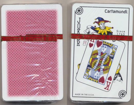 Cartamundi 100% Plastic Single Red Deck - Bridge Size - Standard Index - Casino Quality Playing Cards