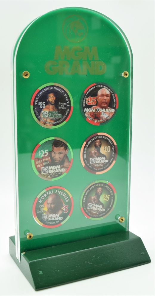 Mgm Grand Casino Las Vegas Nevada Set Of 6 $25 Mike Tyson Chips "Tyson Events Collector Series"