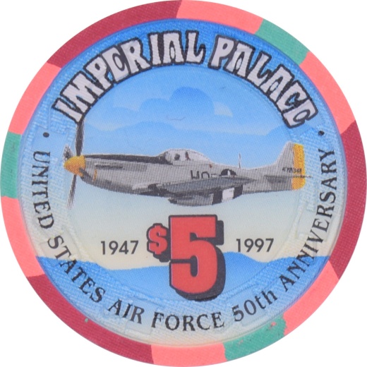 Imperial Palace Casino Las Vegas Nevada $5 Us Air Force 50Th Anniversary Chip 1997