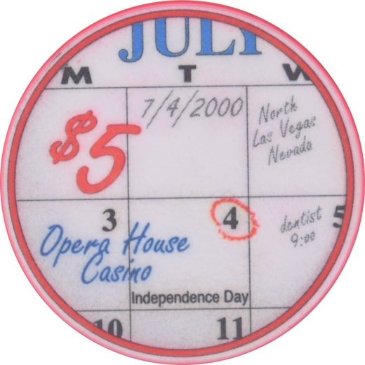 Opera House Casino N. Las Vegas Nevada $5 4Th Of July Chip 2000