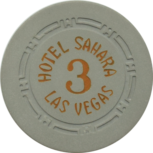 Sahara Casino Las Vegas Nevada Grey Roulette 3 Chip 1950s
