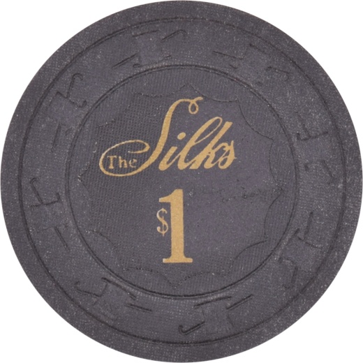 Paulson $1 Black Inlay Chip from The Silks Night Club Emeryville California