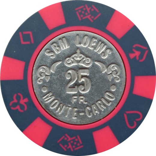 Societé Des Bains De Mer- Casino De Monte Carlo Monaco 25Fr Sbm Loews Chip