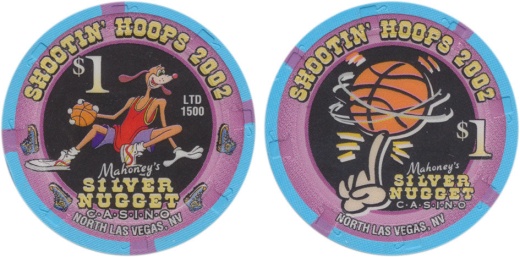Mahoney's Silver Nugget Casino N. Las Vegas $1 Shootin Hoops Chip 2002