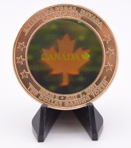 Riviera Casino Las Vegas Canada Day Hockey $10 Holiday Series Hologram Token 2002