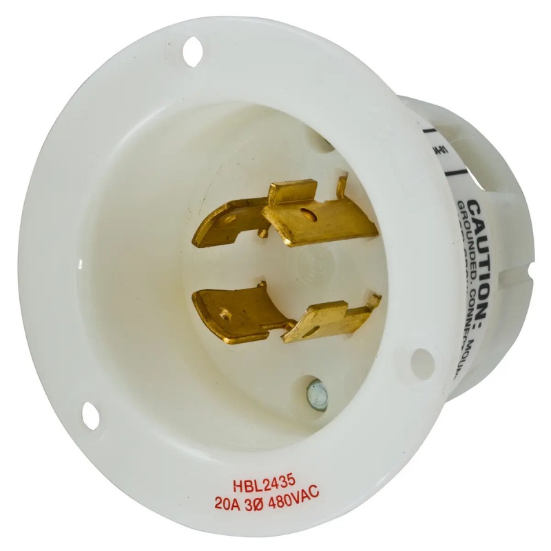 Hubbell Hbl2435 Ac Flanged Inlet Nema L16-20 Male White