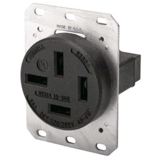 Hubbell HBL8350A AC Receptacle NEMA 18-50 Female Black 120/208 Volt 50 Amp