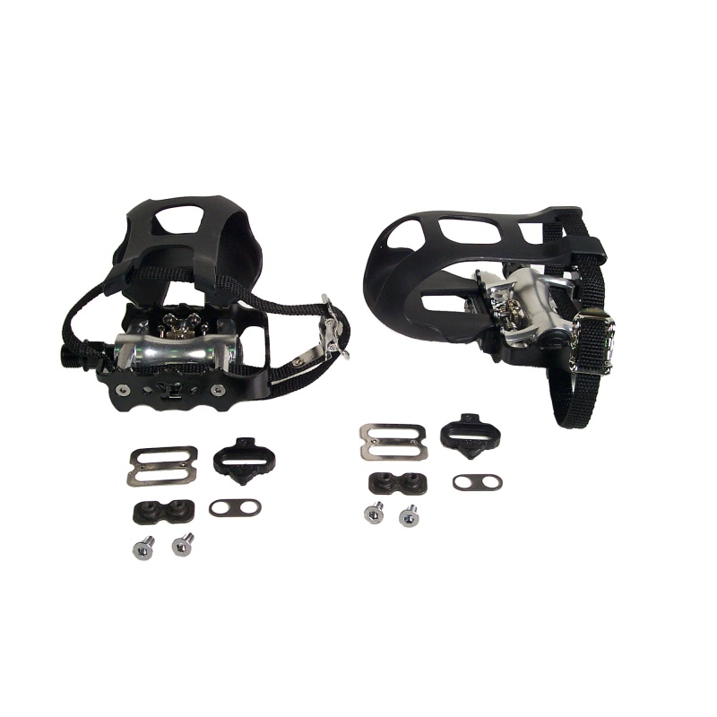 Bike Pedals | *Spd* Pedal Set With Toe Cages, Straps And Shoe Hardware | 9/16"