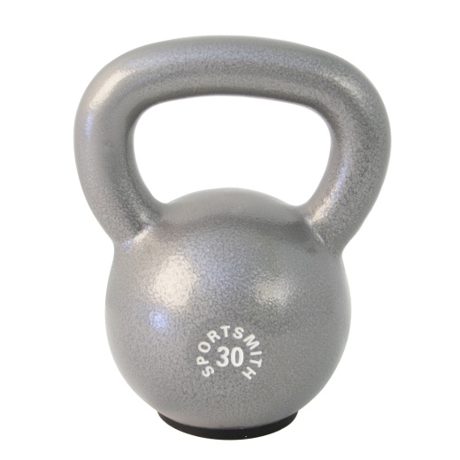 30 Lb. Kettlebell With Rubber Base, Cast Iron, Gray