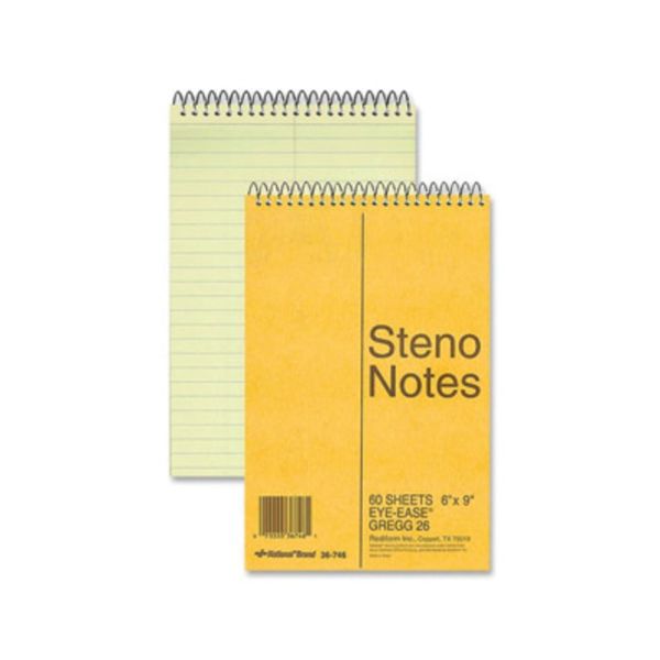 Rediform EyeEase Steno Notebook 80 Sheets Wire Bound Gregg Ruled 16 Lb Basis Weight 6