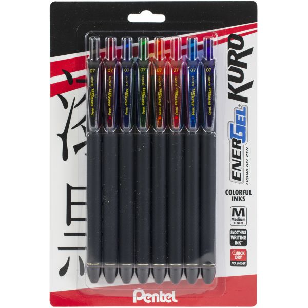 Pentel Arts Pointliner Pigment Ink Pen Assorted Sizes 5/Pkg Black