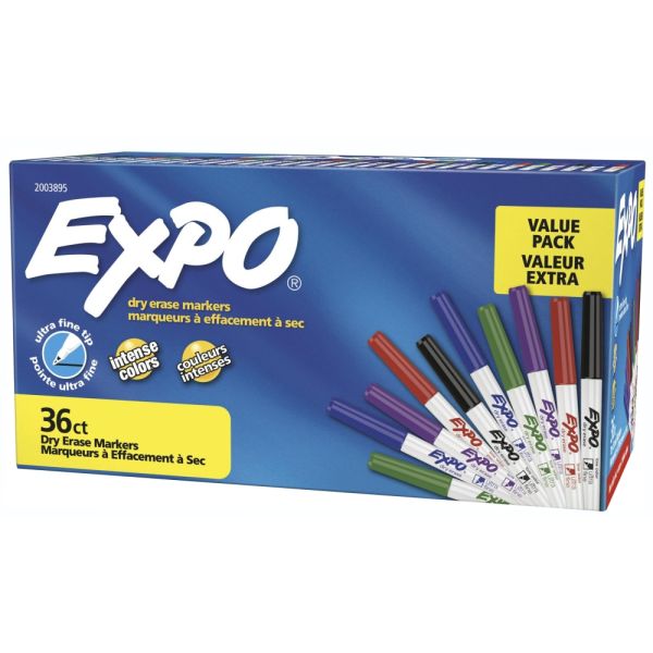 Expo 4pk Dry Erase Markers Fine Tip Black : Target