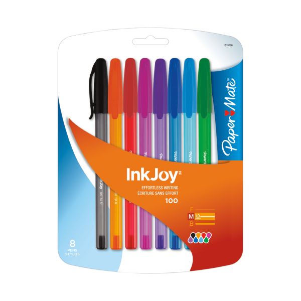 Paper Mate InkJoy 100ST Ballpoint Pens, Medium Point, Assorted Ink, 8 Pack  (1945932) : : Office Products