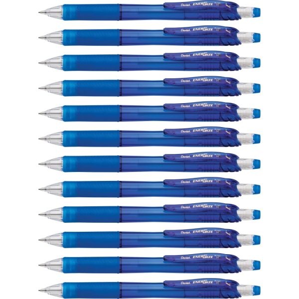 Pentel Energize-X Mechanical Pencils, Hb Lead, Medium Point, 0.7 Mm, Transparent Blue Barrel, Pack Of 12
