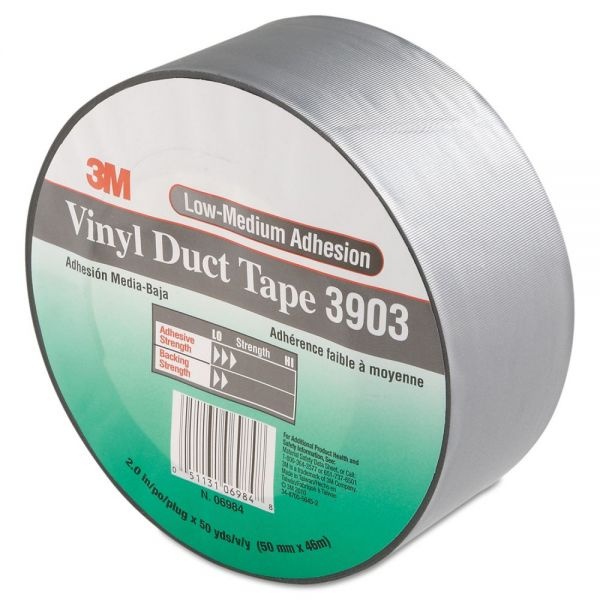 3M 3903 Vinyl Duct Tape, 2" X 50 Yds, Gray