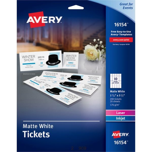 Avery Perforated Raffle Tickets With Tear-Away Stubs - 2-Sided Printing