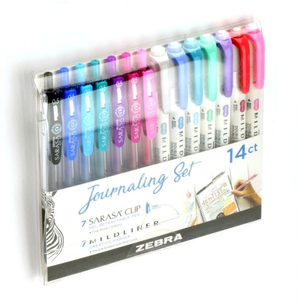 Zebra Pen Journaling Set Mildliner & Sarasa Clip Gel Pen And Highlighter Set