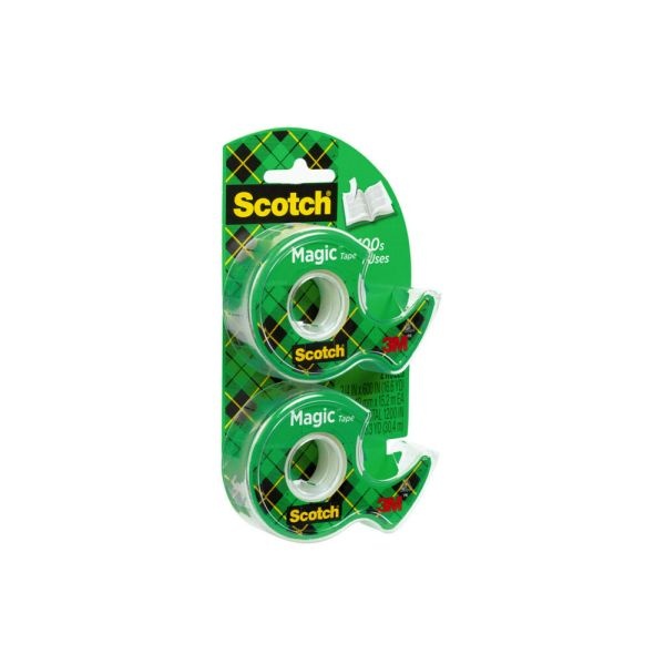 Scotch Magic Tape In Dispensers, 3/4" X 600", Pack Of 2 Rolls