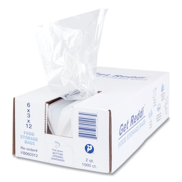 Inteplast Group Food Bags, 2 Qt, 0.68 Mil, 6" X 12", Clear, 1,000/Carton