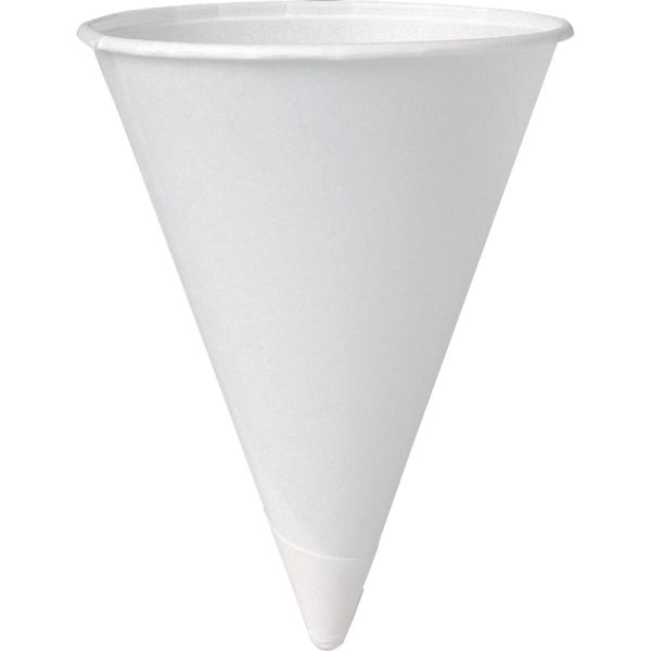 Solo Paper Cone Water Cups, White, 4 Oz, Case Of 5,000